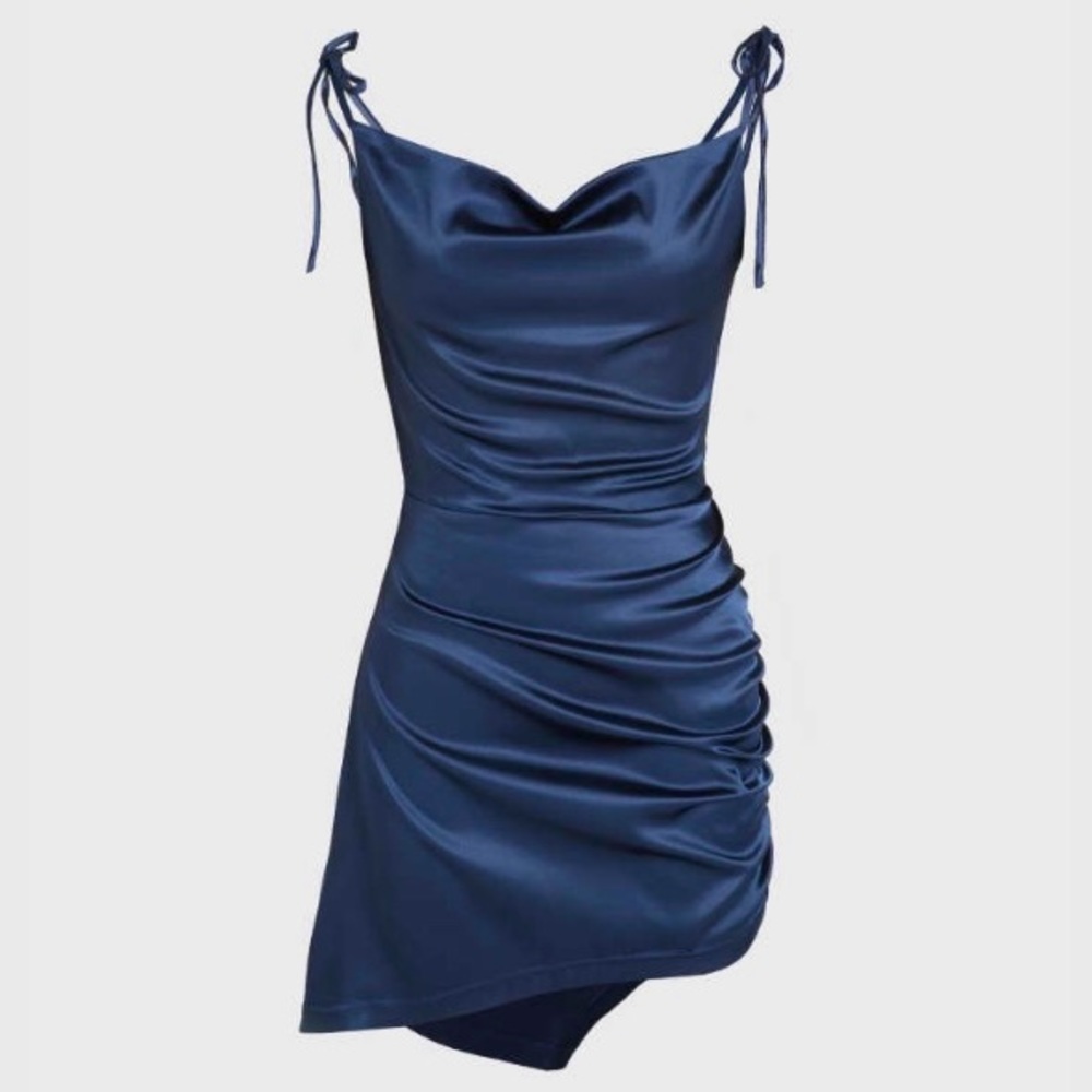 Navy Blue Tie Strap Mini Dress